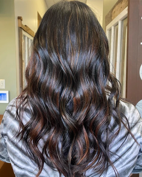 Glossy dark brunette result with even rich color