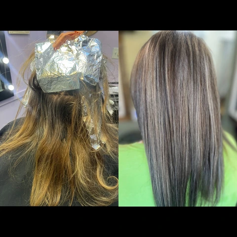 Color transformation process and polished brunette result