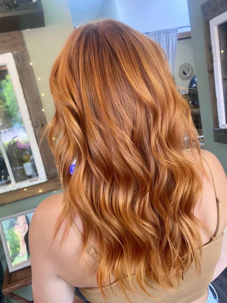 Copper all-over color created at Good Vibes Salon